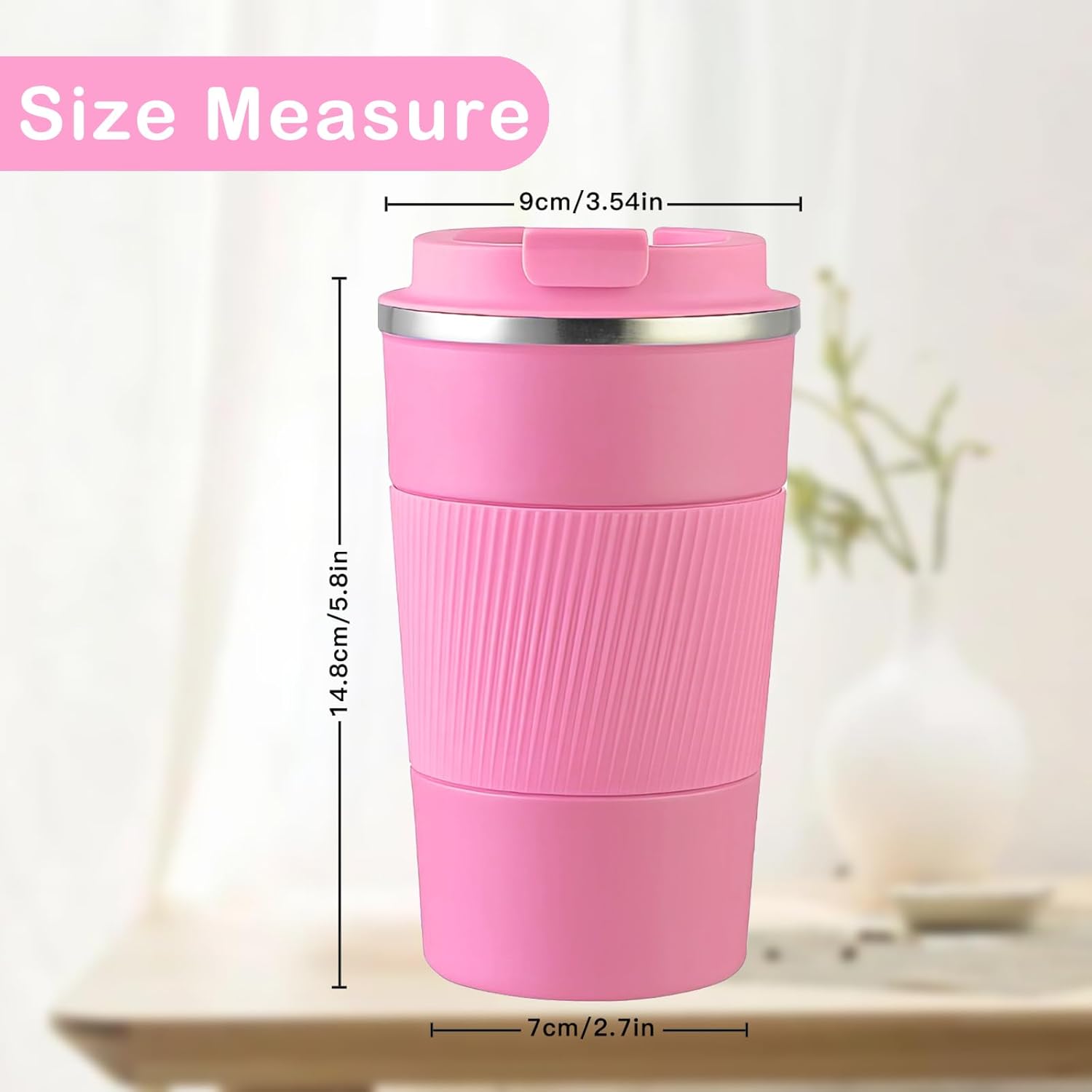 Senshuomy Travel Mug, Insulated Coffee Cup with Leakproof Lid, Reusable Coffee Cups Travel Cup, Stainless Steel thermaol Mug for Hot Cold Drinks (Green 380ml)