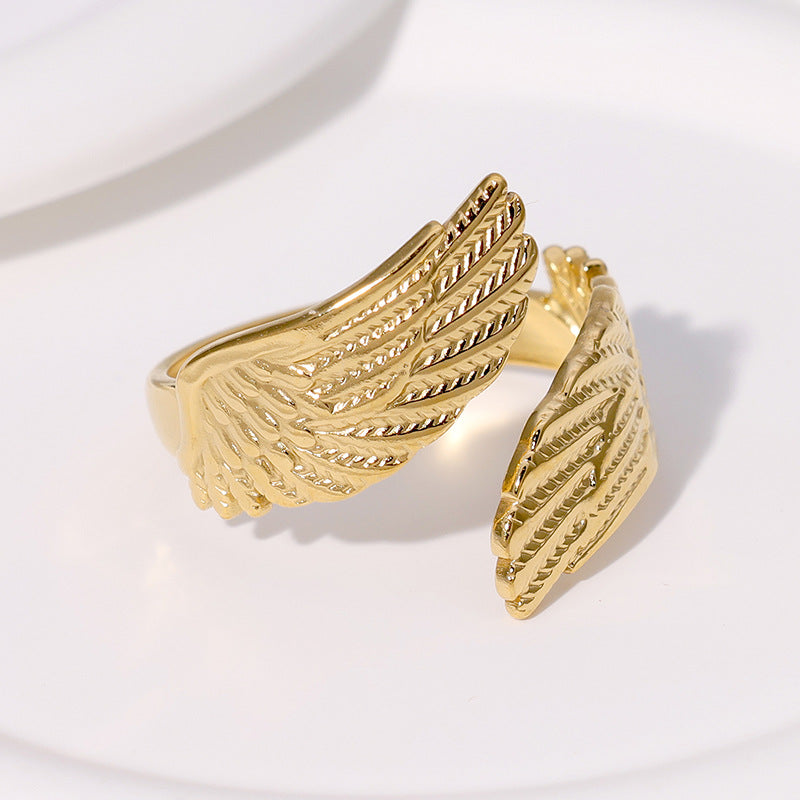 Open Ring Expressive Wing Stainless Steel Electroplating Rings