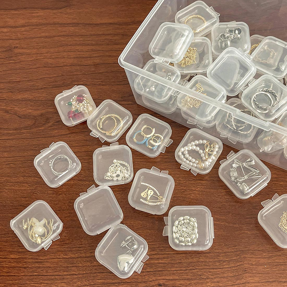 Pack Of 4 -  Transparent Mini Jewelry & Medicine Storage Organizer