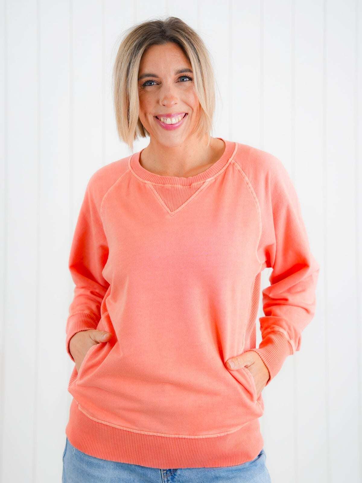 FINAL SALE⚡8 Packs for $24.95⚡ - Door Buster! Zenana Pigment Dyed French Terry Pullover w/ Pockets (Multiple Colors)