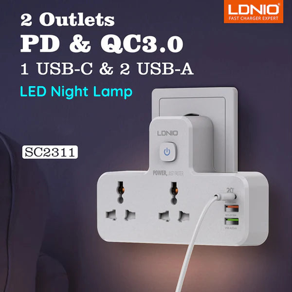 Lonio 2 AC Outlets Portable Extension Power Socket