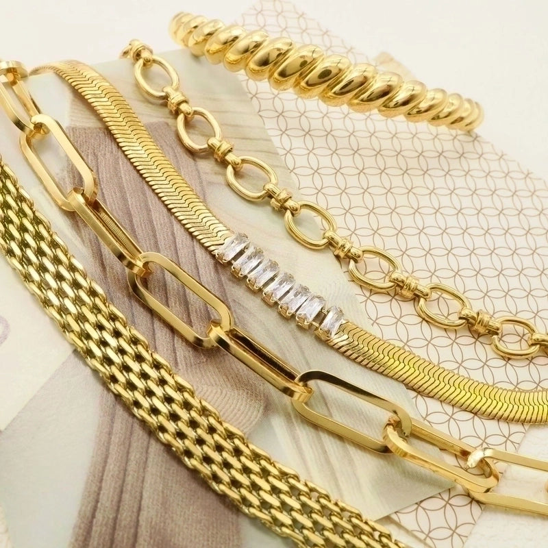 Fashion Solid Color 304 Stainless Steel Artificial Gemstones Bracelets In Bulk