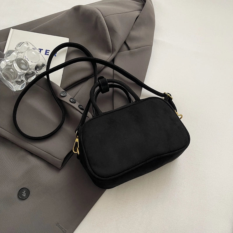 Women's Pu Leather Solid Color Basic Square Zipper Shoulder Bag Handbag Crossbody Bag