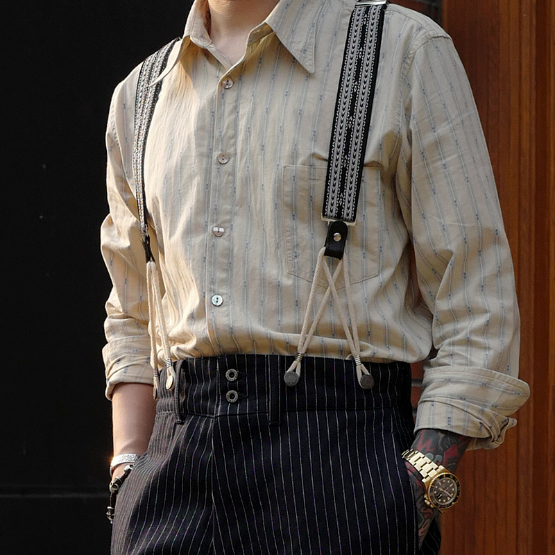 Vintage Cotton Striped Jacquard Shirt