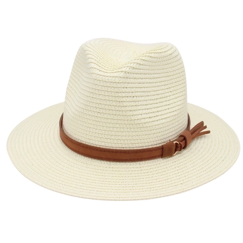 Unisex Pastoral Solid Color Wide Eaves Straw Hat