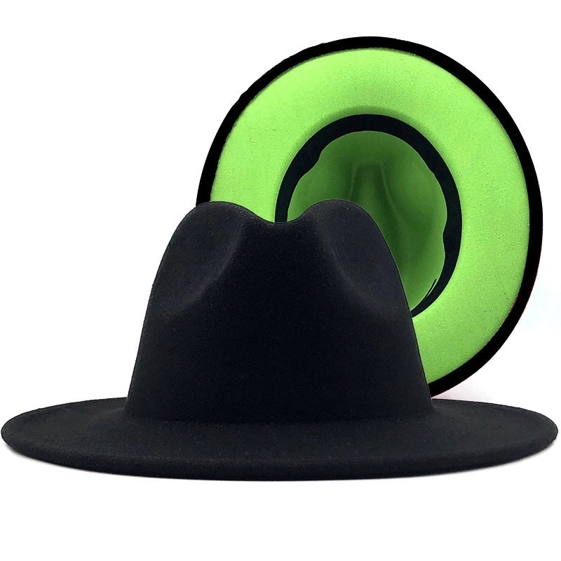 Retro Wool Top Hat Double-sided Blocking Felt Women's Flat-brimmed Jazz Hat
