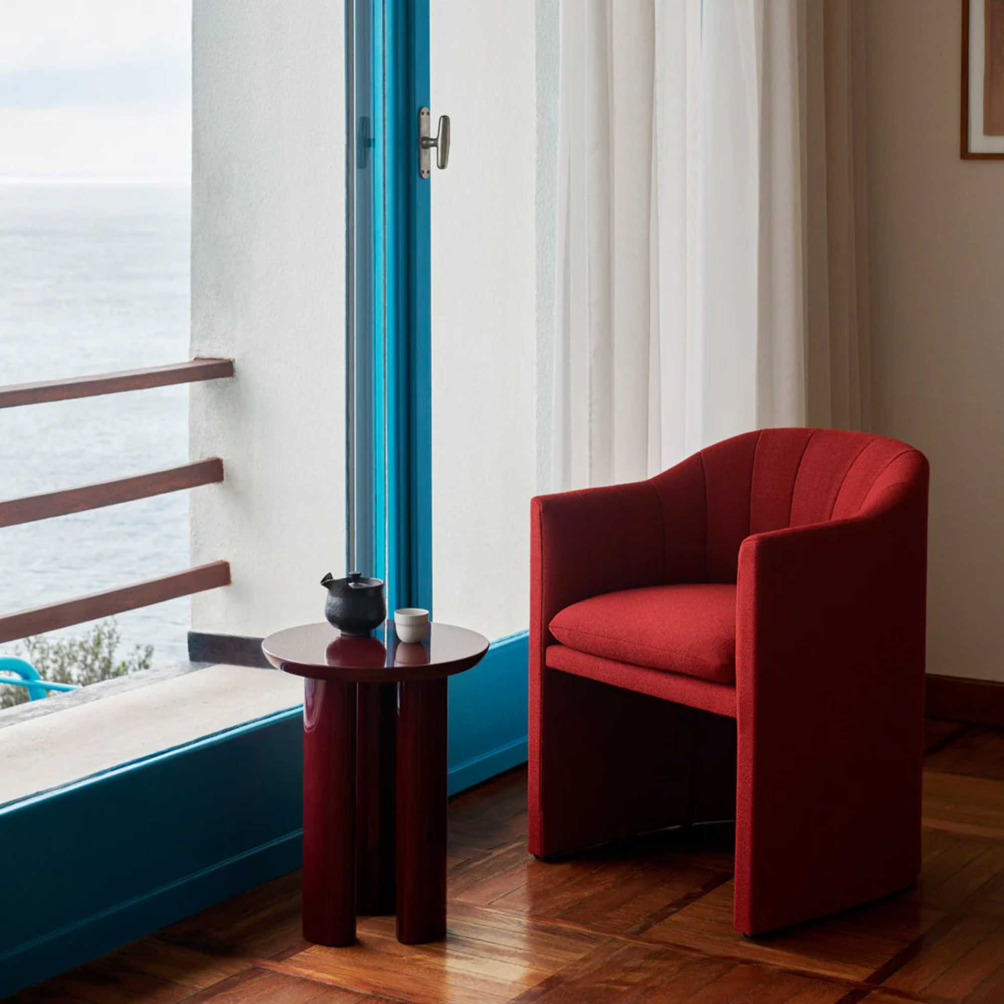 Tung Side Table JA3. Burgundy Red