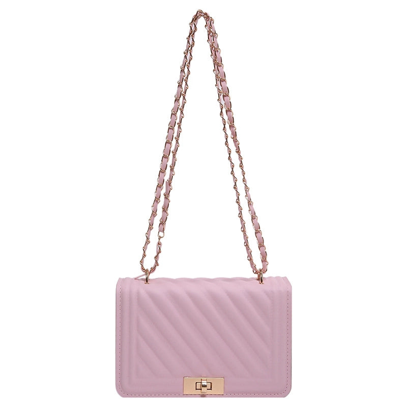 Women's Small Pu Leather Solid Color Vacation Classic Style Sewing Thread Square Lock Clasp Shoulder Bag