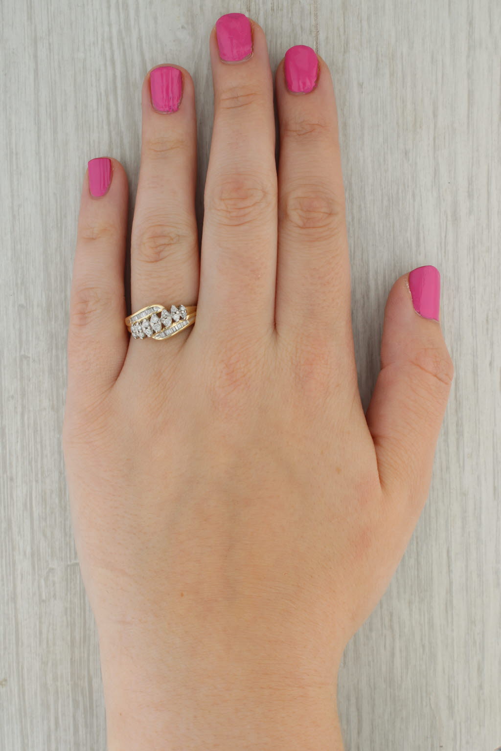 0.50ctw Tiered Diamond Bypass Ring 10k Yellow Gold Size 9