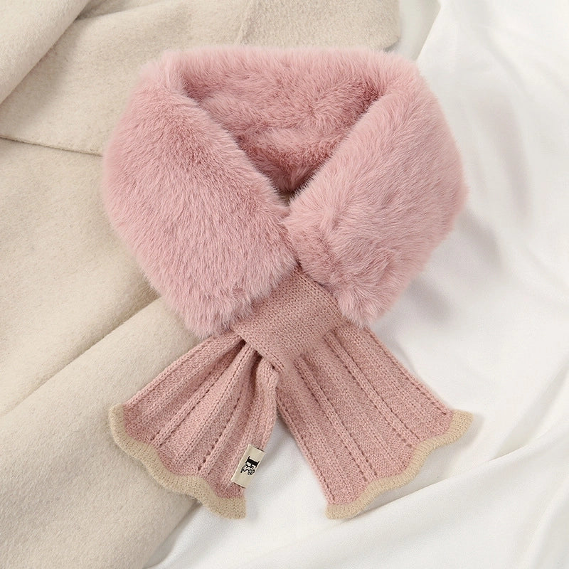 Women's Minimalist Classic Style Solid Color Faux Rabbit Fur Scarf