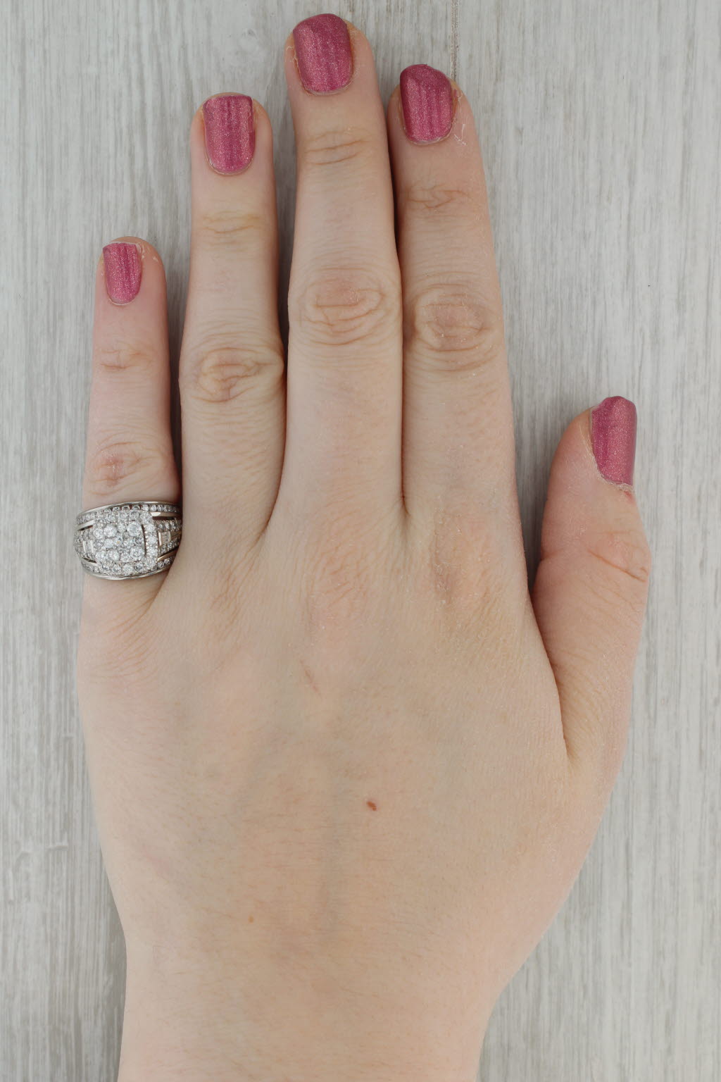 1.65ctw Diamond Halo Engagement Ring Soldered Bridal Set 14k White Gold Size 6