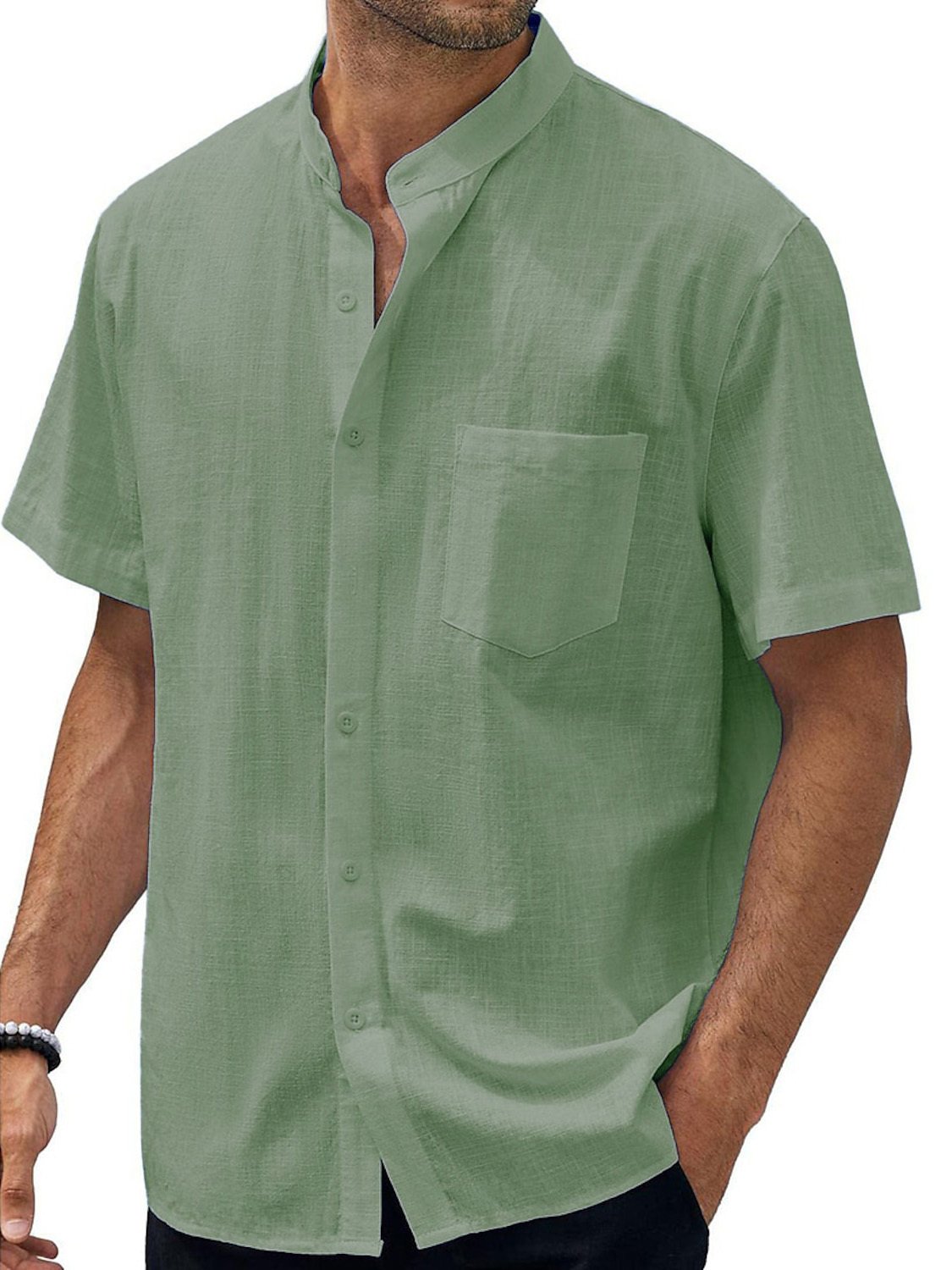 9-pack  Men's Hawaiian Casual Beach Stand Collar Pocket Short Sleeves