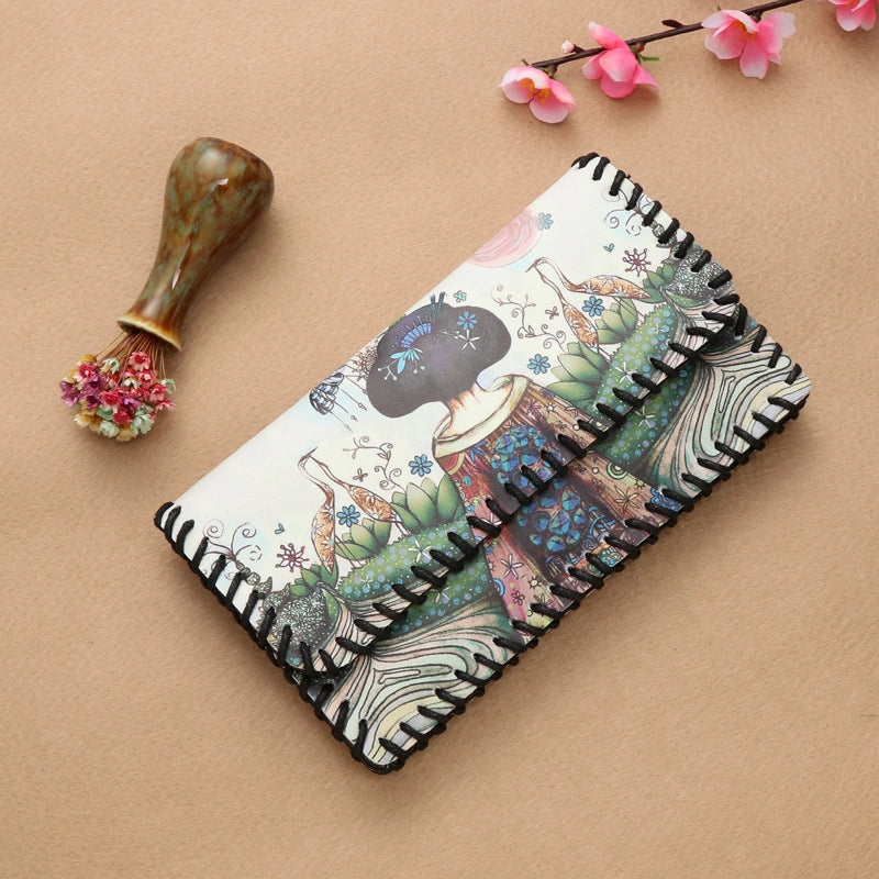 Women's Pu Leather Printing Animal Vintage Style Square Magnetic Buckle Phone Wallets