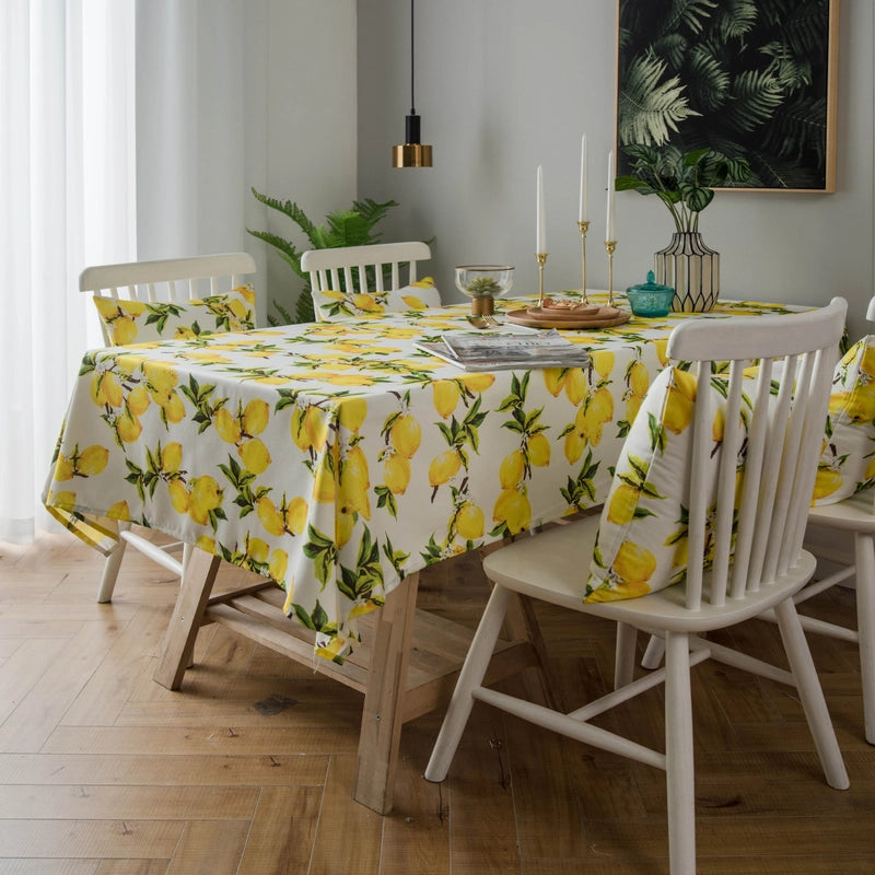 Tablecloth Fabric Waterproof Lemon Printing Small Fresh Yellow  Internet Celebrity Table Mat Coffee Table Tablecloth