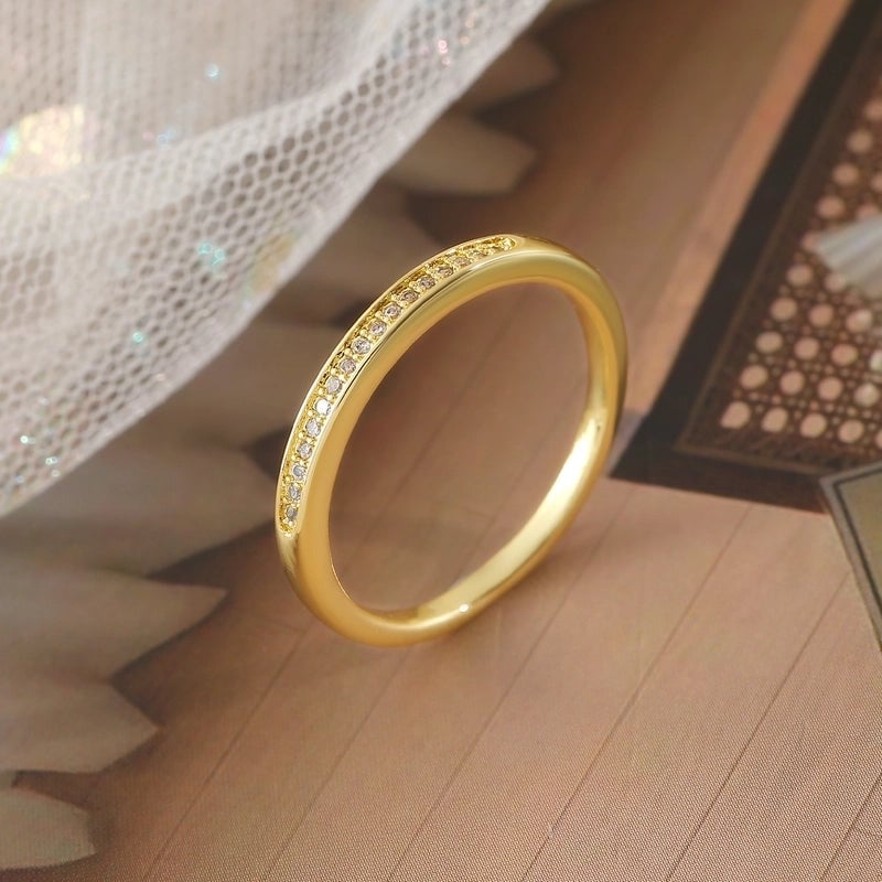 Copper 18K Gold Plated Gold Plated Plating Inlay Water Droplets Heart Shape Zircon Open Rings Rings