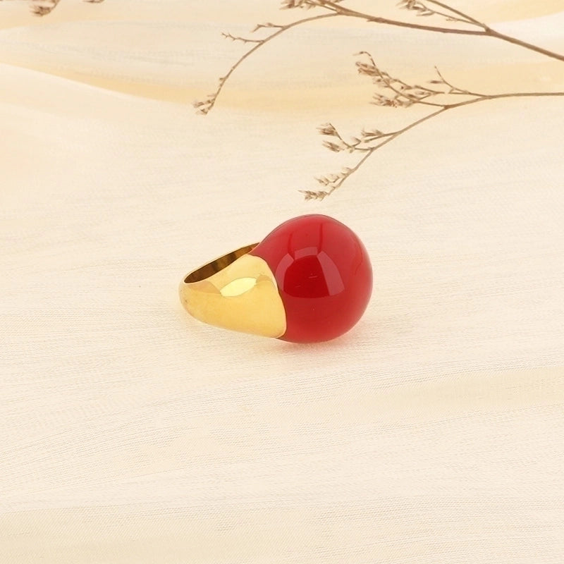 Minimalist Round Titanium Steel 18K Gold Plated Enamel Plating Rings