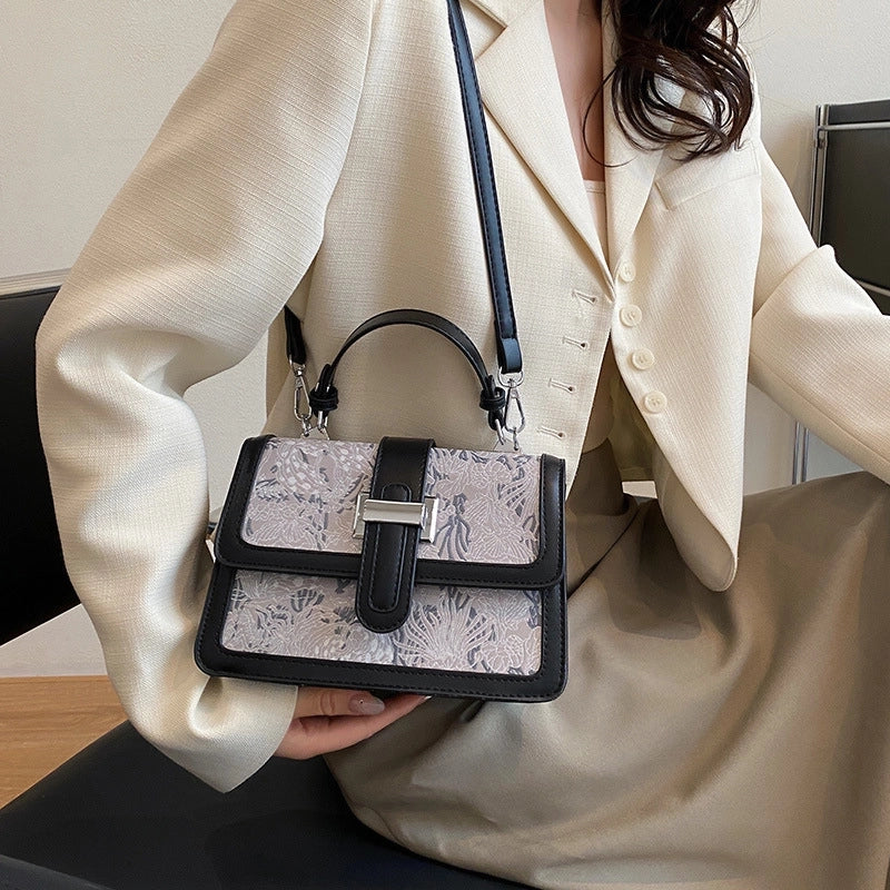 Women's Medium Pu Leather Floral Elegant Square Flip Cover Crossbody Bag