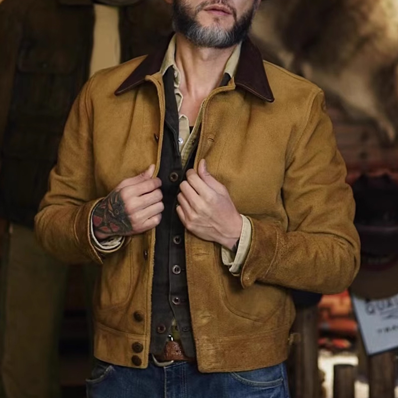 Vintage Distressed Western Suede Jacket