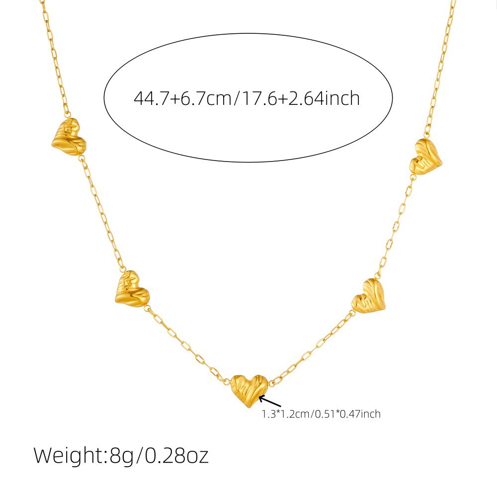Fashionable Simple And Versatile Texture Glossy Gold-Plated Love Flower Accessories Chain Stainless Steel Jewelry Necklace