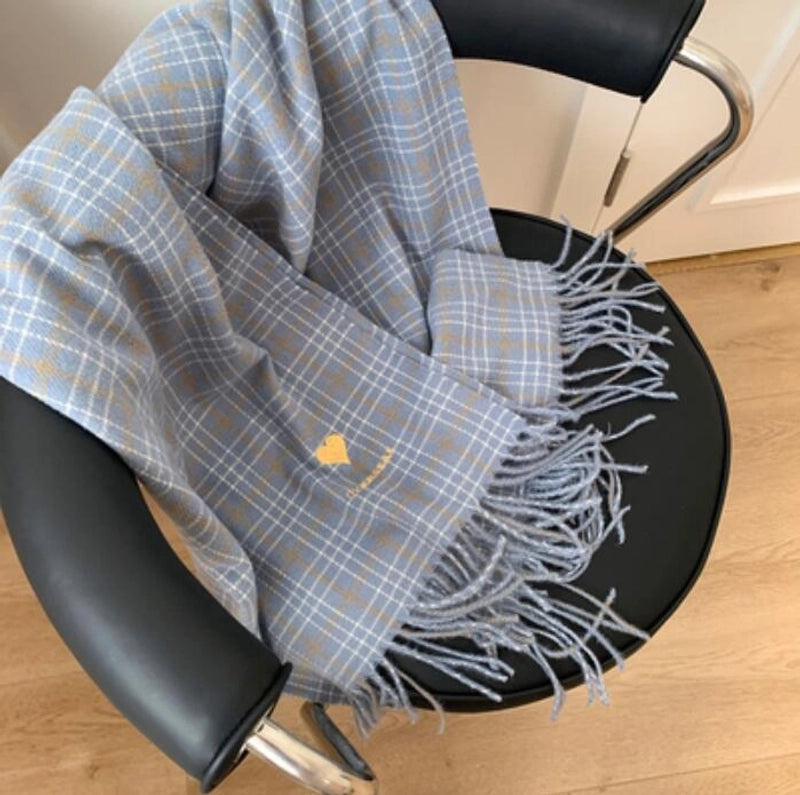 Fresh New Retro Scarf  Versatile Warm Embroidered Lovely Tassel Scarf For Students Women Winter