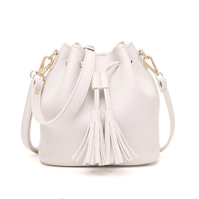 Women's Small Pu Leather Solid Color Streetwear Magnetic Buckle Bucket Bag