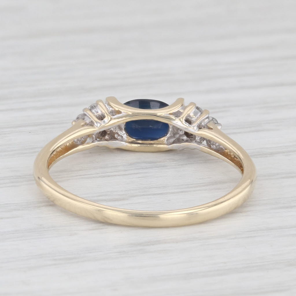 0.70ctw Blue Sapphire Diamond Ring 14k Yellow Gold Size 7 Stackable
