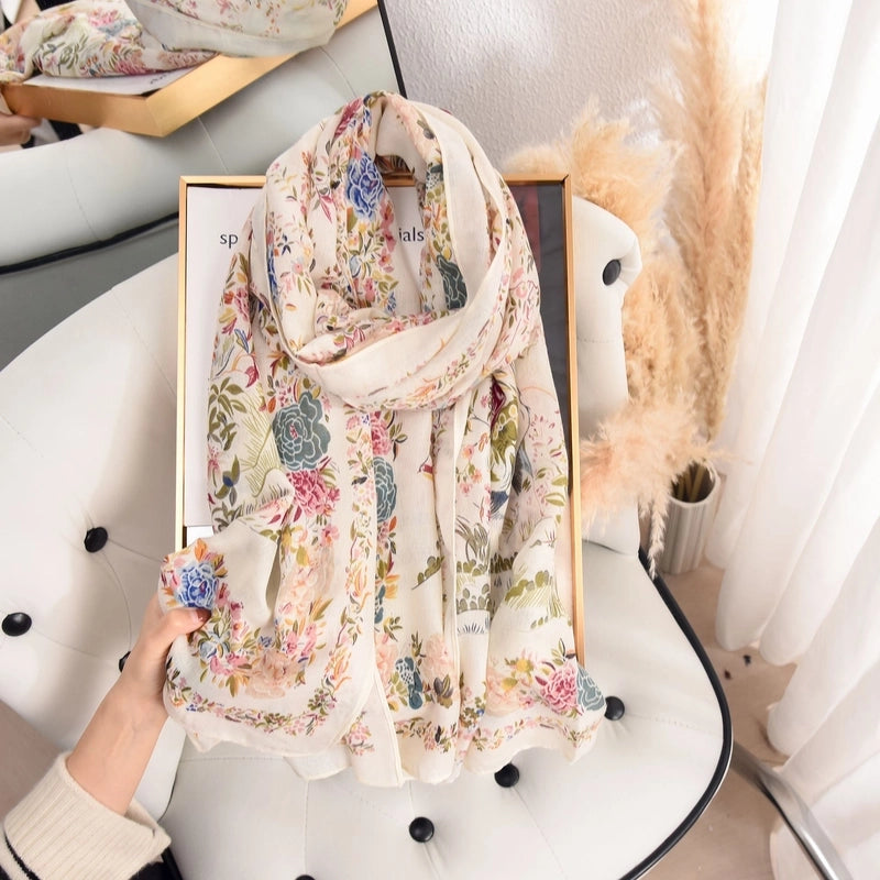 Women's Elegant Lady Ditsy Floral Rayon Polyester Printing And Dyeing Dyeing Floral Scarf Shawl