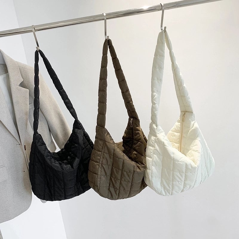 Women's All Seasons Cotton Solid Color Streetwear Square Zipper Shoulder Bag