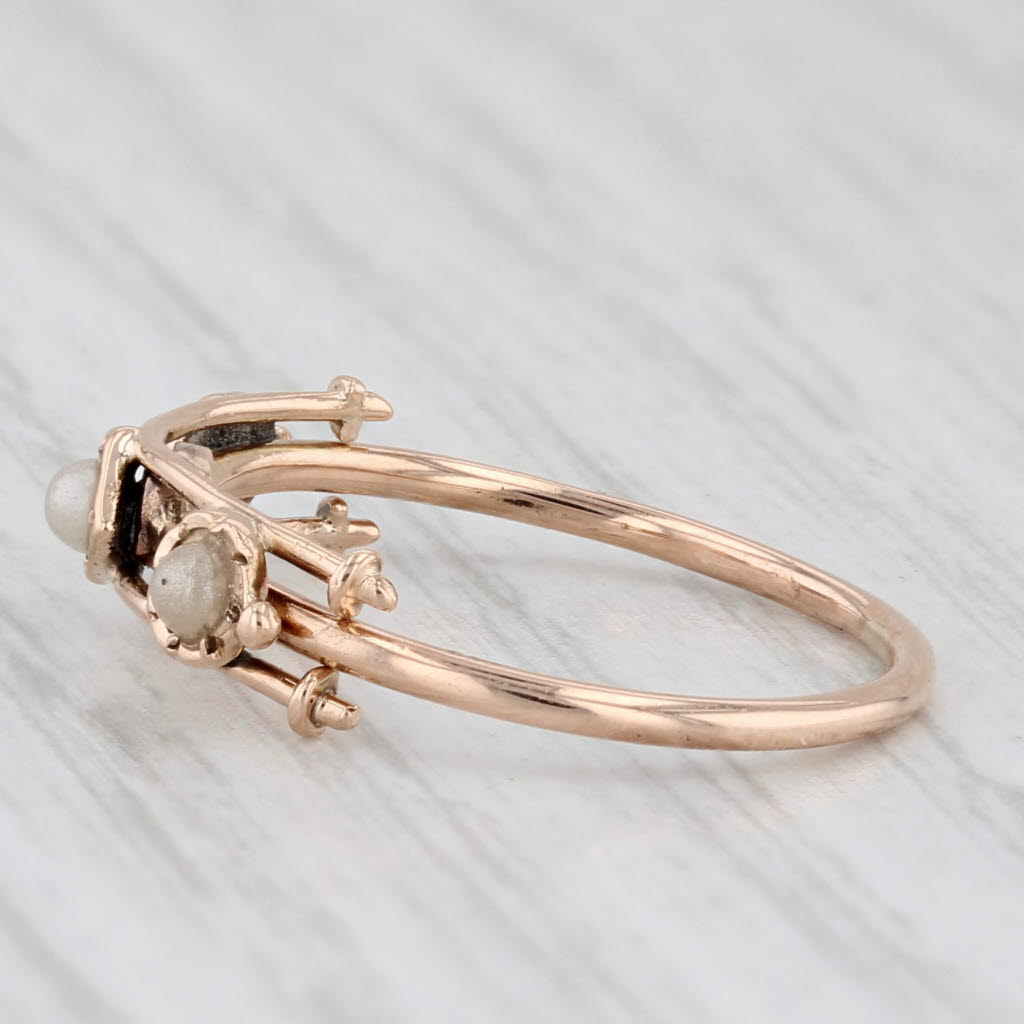 Antique Split Pearl Ring 10k Rose Gold Size 4.5 Stackable