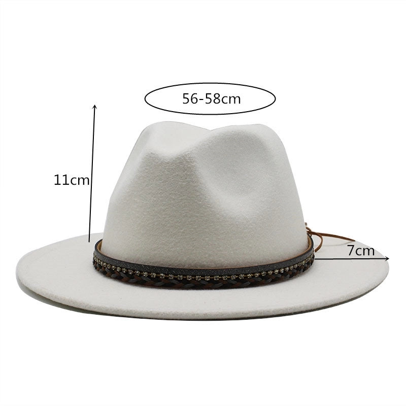 Wish Designed Minority Style Men And Women Couple Big Along Jazz Hat Wool Top Hat