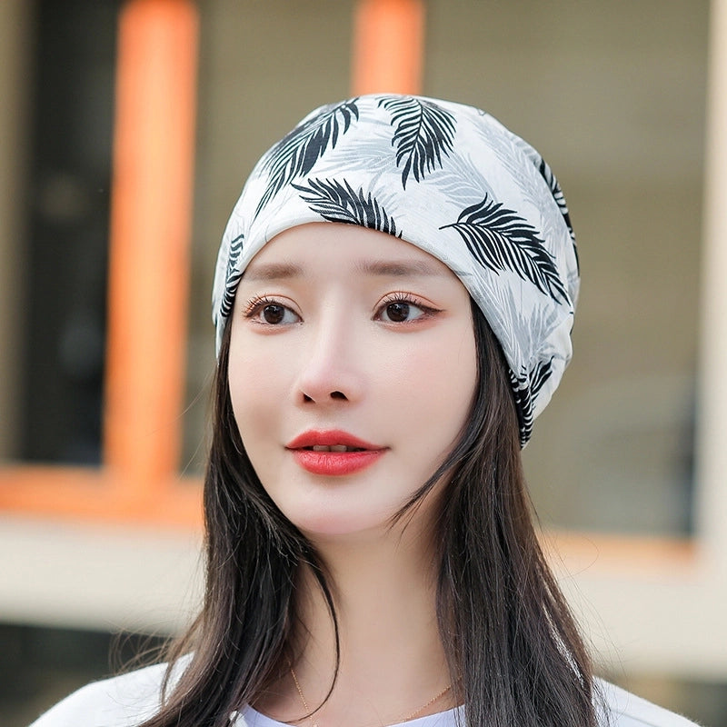 Printed Thin Hat Women's Pullover Hat Breathable Sparkling Toe Heap Moon Hat Headscarf Outdoor Hat