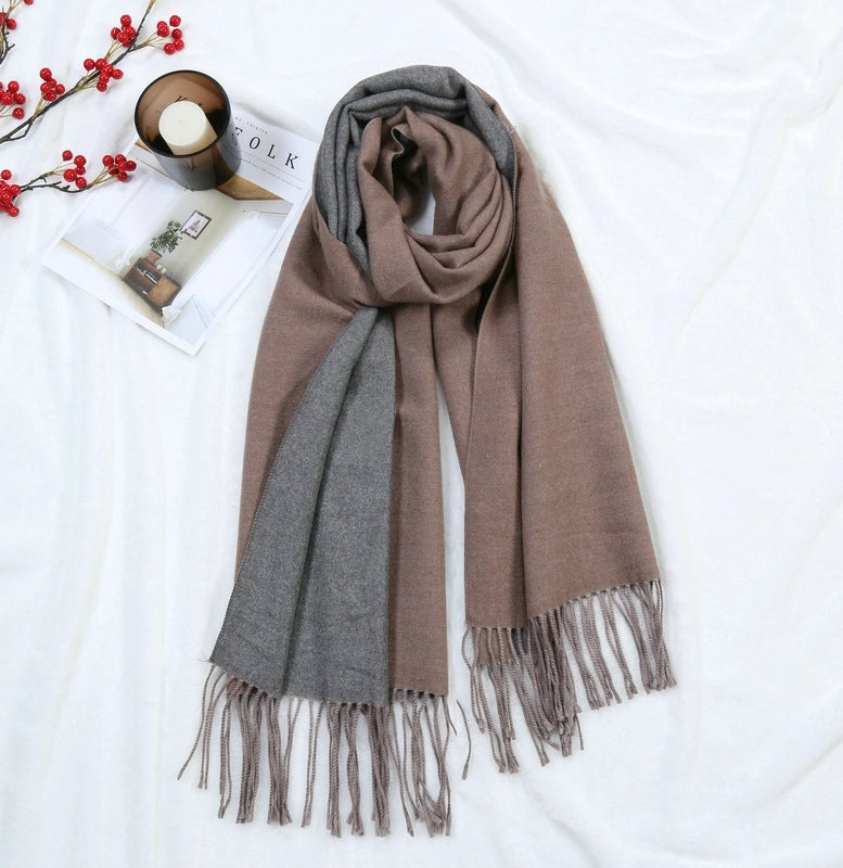 Autumn And Winter New Thickened Cashmere Double-Sided Scarf Women's Popular Versatile Color Matching Shawl Scarf
