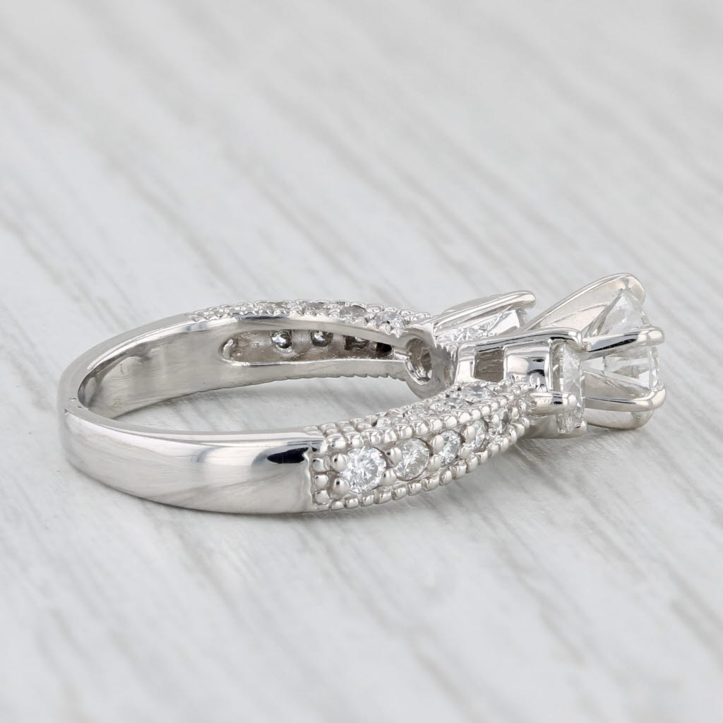 1.38ctw Round Diamond Engagement Ring 14k White Gold Size 5.5 3-Stone