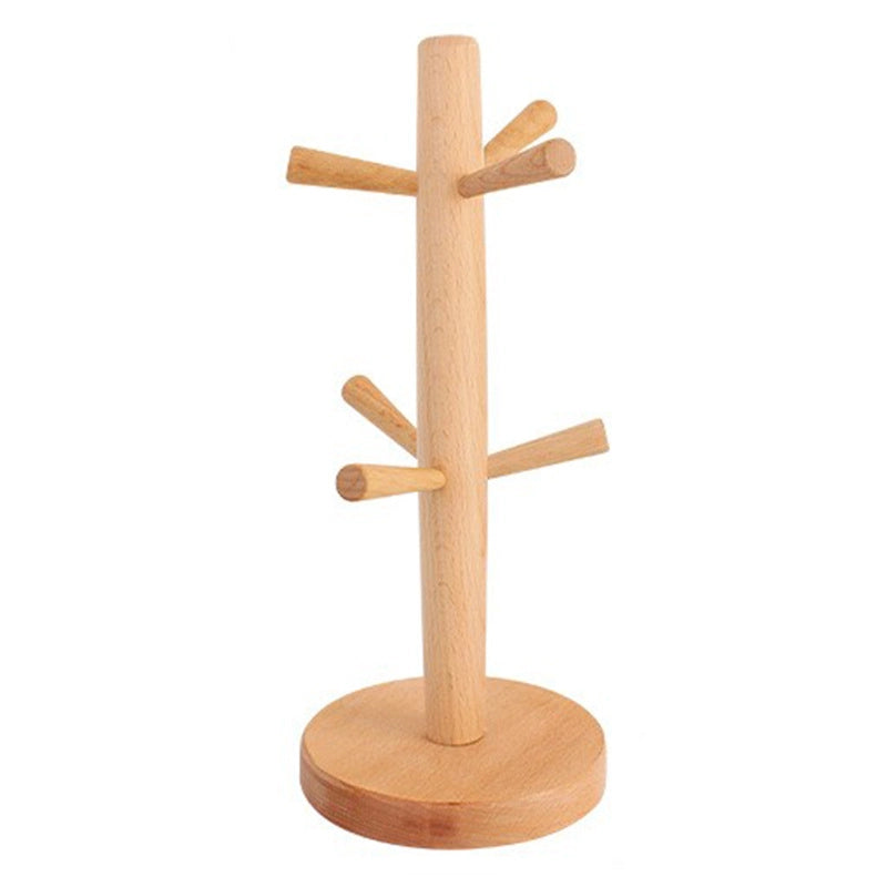 Wooden Six-claw Cup Holder Creative Beech Cup Drain Hanger Household Water Cup Mug Storage Rack