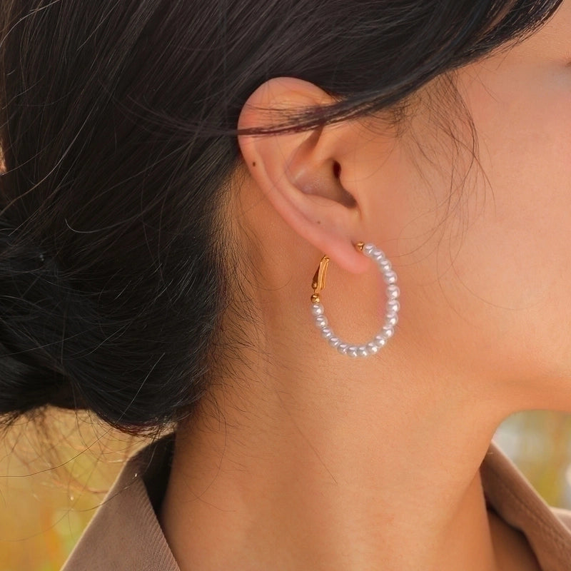 1 Pair Minimalist Geometric 303 Stainless Steel Hoop Earrings