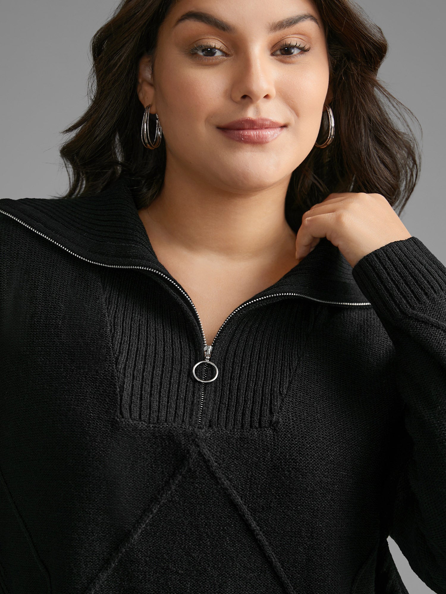 Texture Half Zip Drop Shoulder Pullover