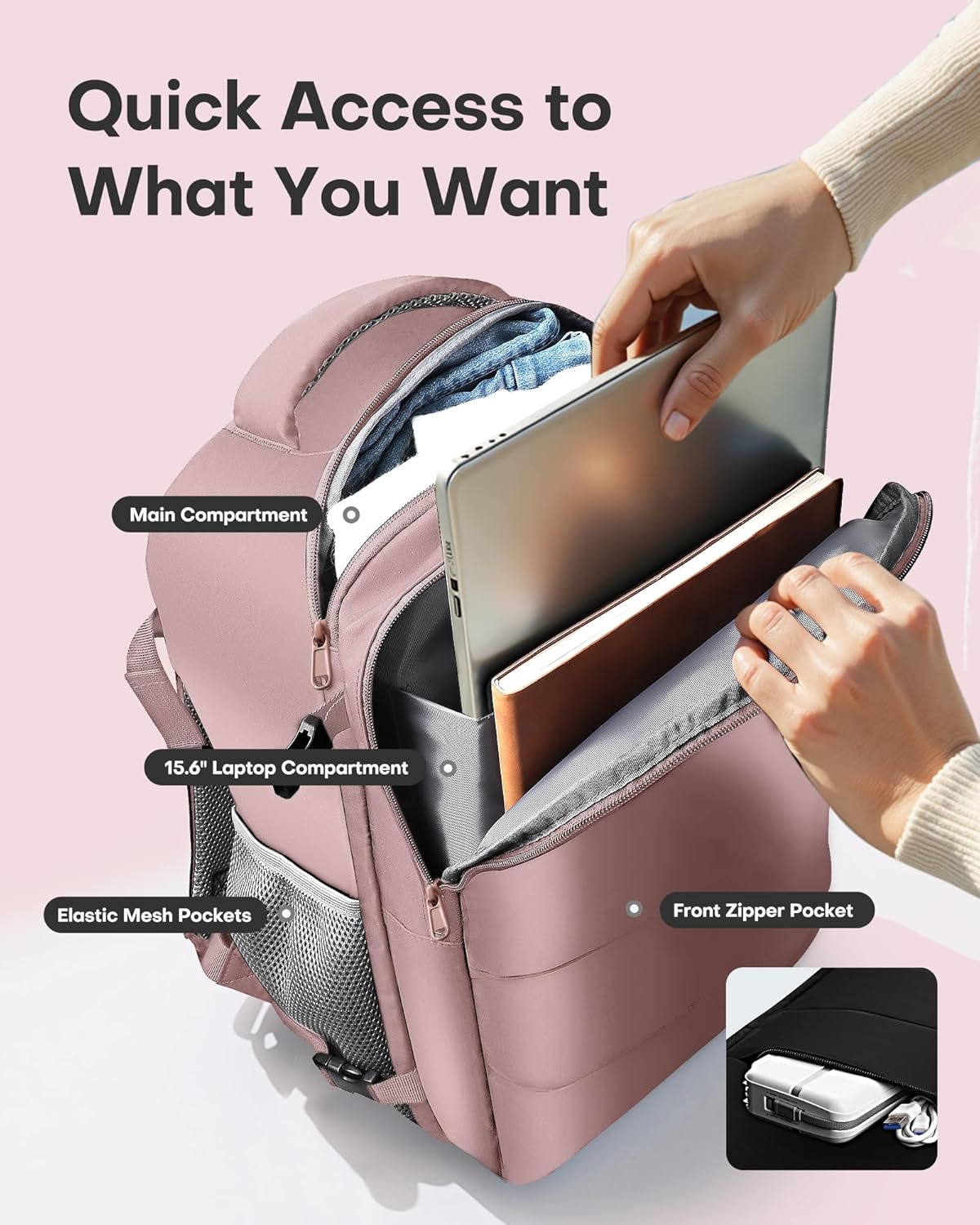 HOTOR Travel Backpack - Flight Approved Travel Bag for Men and Women, Carry on Luggage for 15.6