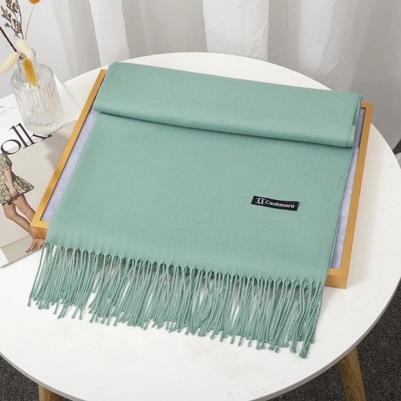 Women's Minimalist Solid Color Imitation Cashmere Tassel Scarf