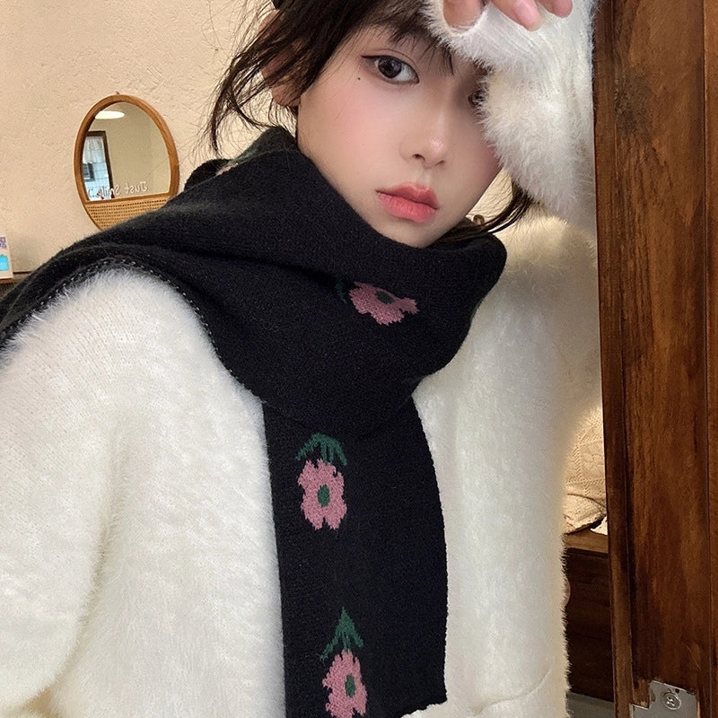 Women's Cute Sweet Flower Acrylic Scarf