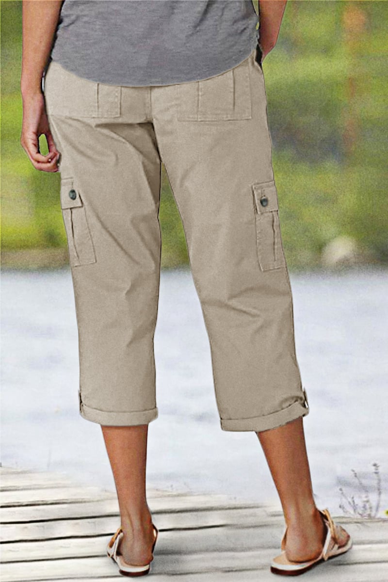 🔥 8 PACK-$24.96 TODAY ONLY🔥Roll Tab Hem Multi Pocket Capri Mid Waist Cargo Pants