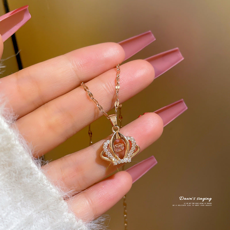 Copper Micro-Inlaid Cross Fashionable And Gorgeous Full Diamond Necklace For Women All-Match Clavicle Chain Titanium Steel