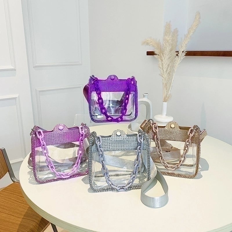 Women's Small Pvc Solid Color Streetwear Square Magnetic Buckle Shoulder Bag