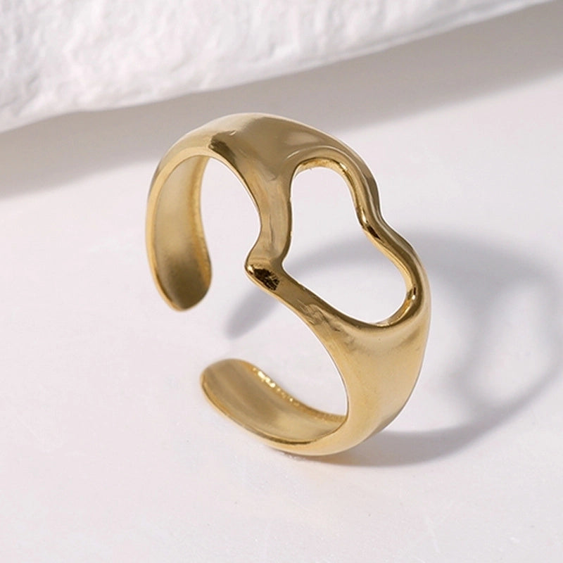 Casual Minimalist Geometric 304 Stainless Steel Hollow Out Inlay Open Rings