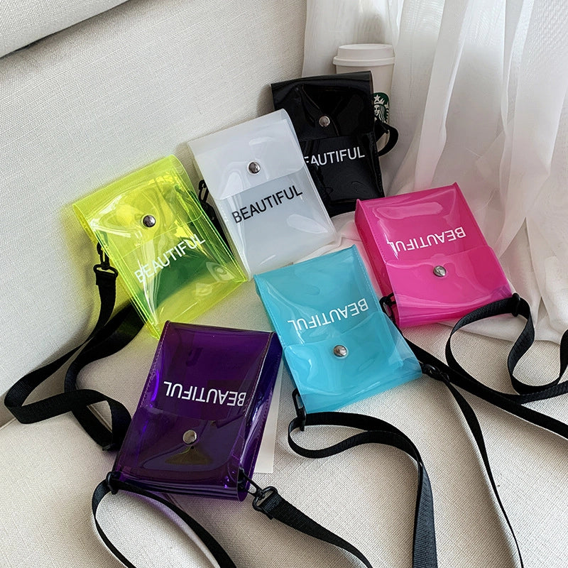 Women's Small PVC Letter Basic Magnetic Buckle Jelly Bag