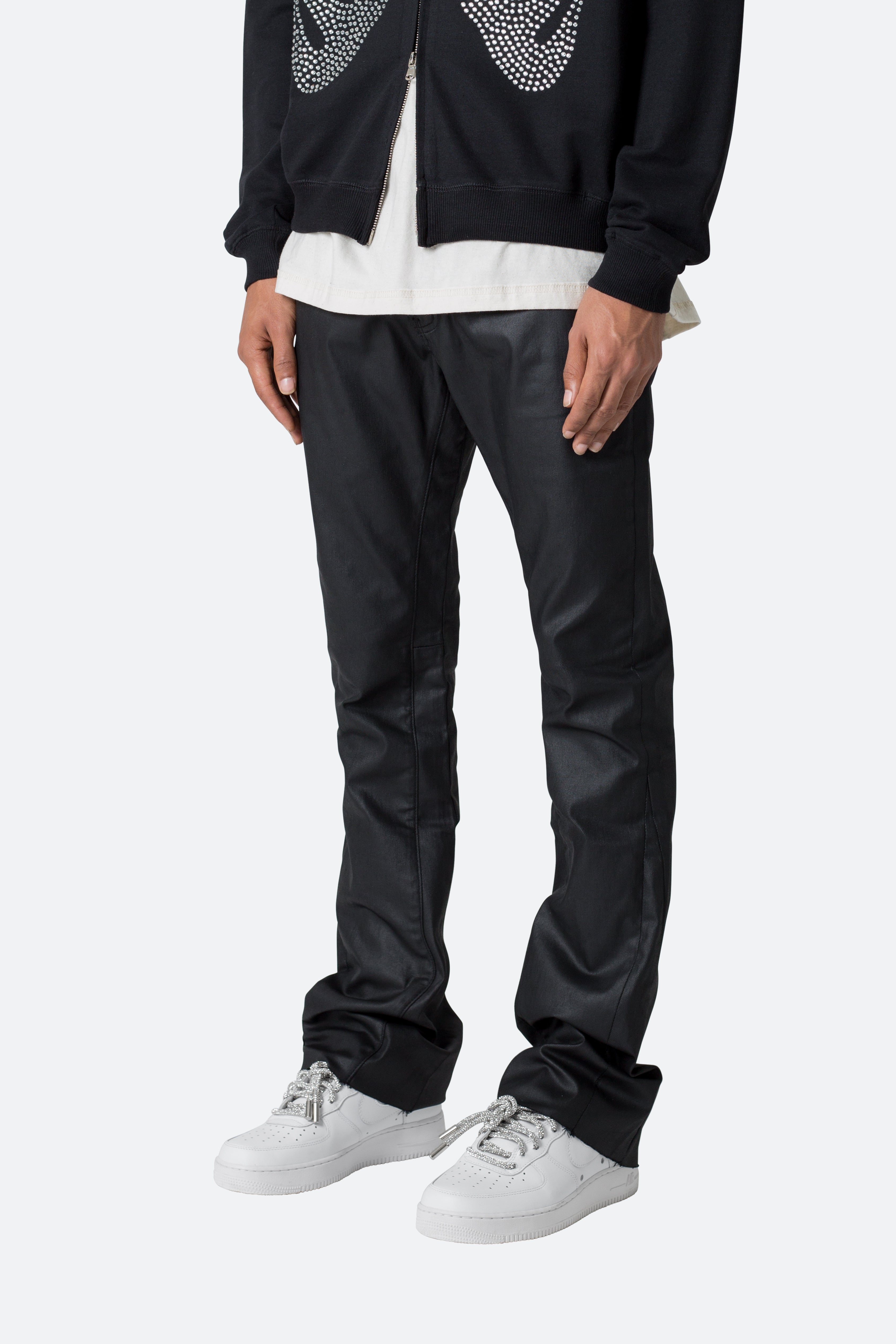 B447 Waxed Flare Denim - Black