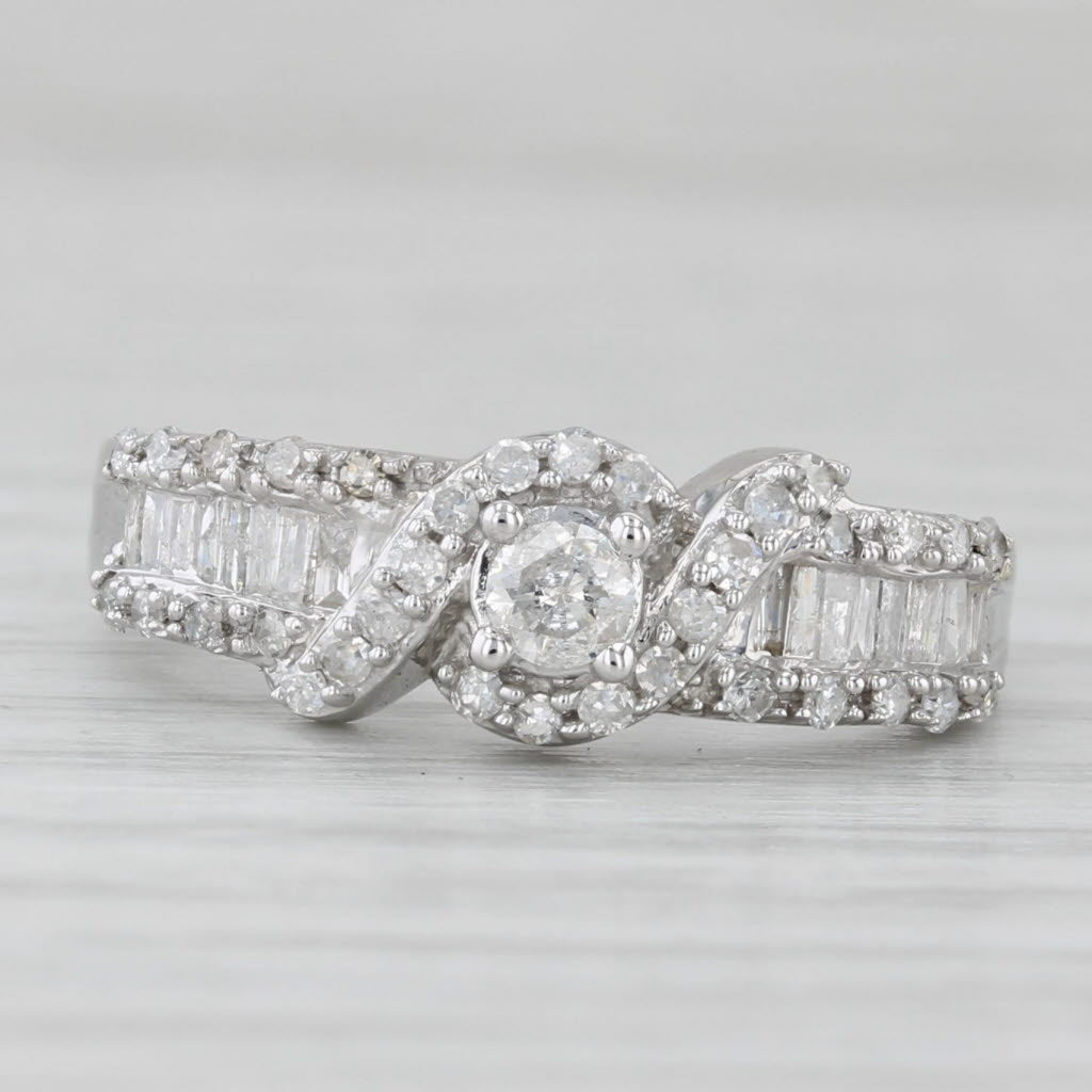 0.44ctw Diamond Engagement Ring 10k White Gold Size 6