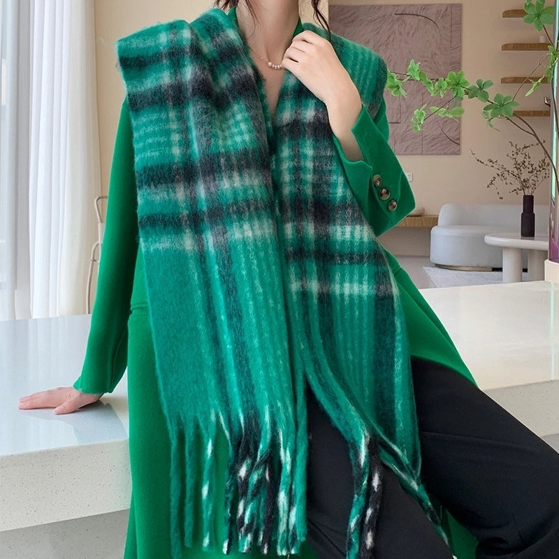Popular Spring And Winter AC Scarf Warm Thickened Color Plaid Scarf Scarf Shawl Fashionable Western Style Outer Wear