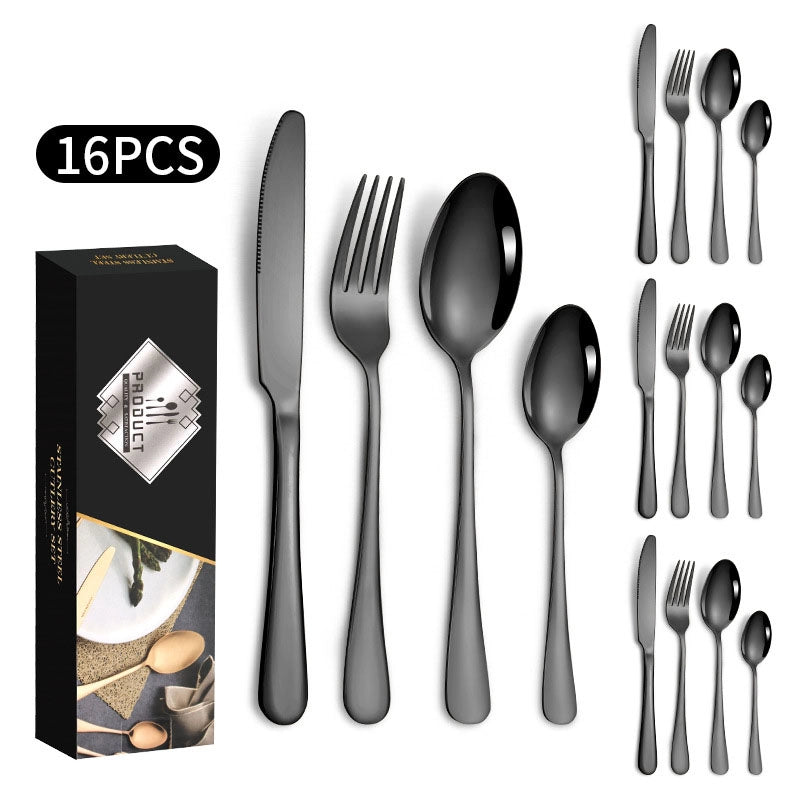 1010 Stainless Steel Tableware 24-piece Golden Steak Knife. Fork And Spoon Gift Box Western Tableware Suit