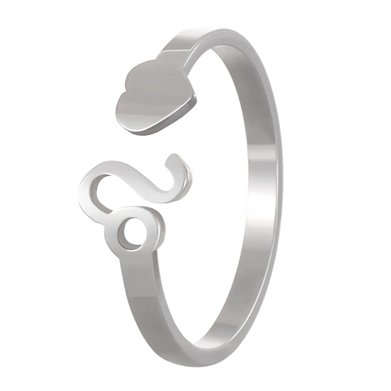 Minimalist Twelve Constellation Stainless Steel Open Rings