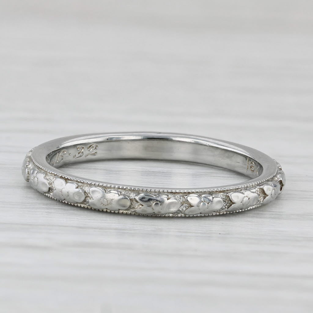 Orange Blossom Traub Vintage Wedding Band 18k White Gold Stackable Ring Size 6.5